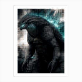 King Of Monster Godzilla In A Pixel Dots Art Style Art Print