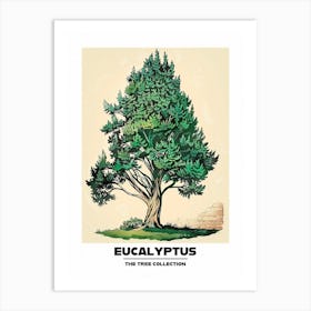 Eucalyptus Tree Storybook Illustration 4 Poster Art Print