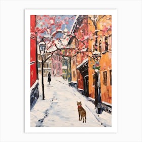 Cat In The Streets Of Oslo   Norway With Snow 2 Art Print