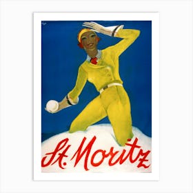 Vintage Ski Collection St Moritz Art Print