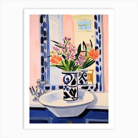 Bathroom Vanity Painting With A Bluebell Bouquet 3 Art Print