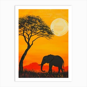 Sunset Elephant 1 Art Print