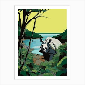 A Rhino In The Bushes 1 Art Print