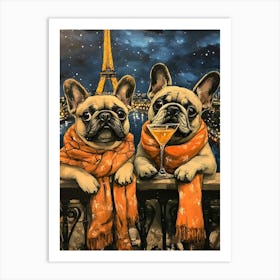 Whimsical Frenchies At The Bar 24 Art Print