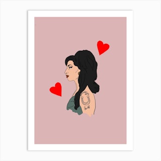 Amy Winehouse Pink Art Print