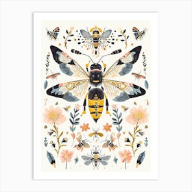 Colourful Insect Illustration Hornet 12 Art Print