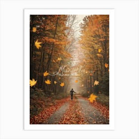 Autumn Greeting Crafted In Hand Drawn Style Rustic Typography Dancing Across The Visual Space Musi (2) Art Print