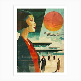 Narita Airport Retro Mid Century Modern Travel Art Print