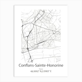 Conflans Sainte Honorine,France Minimalist Map Art Print