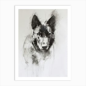 Australian Cattle Dog Charcoal Line 1 Art Print