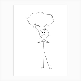 Stick Figure Thinking Art Print