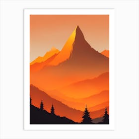 Misty Mountains Vertical Composition In Orange Tone 85 Art Print