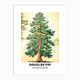 Douglas Fir Tree Storybook Illustration 2 Poster Art Print