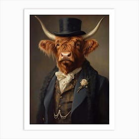 Royal Highland Cow Vintage Print, Victorian Animal Portrait, Dressed Farm Animal Altered Art, Renaissance Animal Animal Lover Gift Art Print