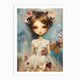 Little Girl With Butterflies Art Print