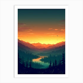 Sunset Landscape In The Mountains Art Print