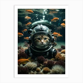 Underwater Cat Art Print