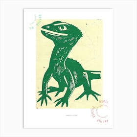 Forest Green Anoles Lizard Bold Block Colour 1 Poster Art Print