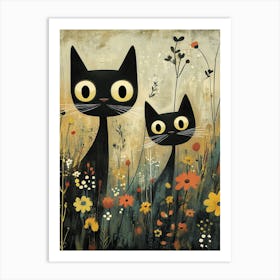 Cats In The Meadow 3 Art Print