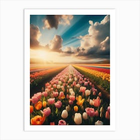 Tulip Field At Sunset 4 Art Print