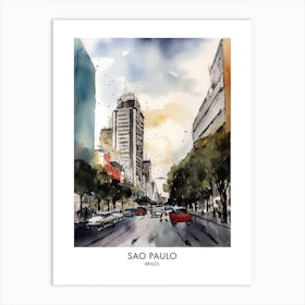 Sao Paulo Brazil Watercolour Travel Poster Art Print