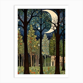 William Morris Moonlight In The Woods 107 Art Print