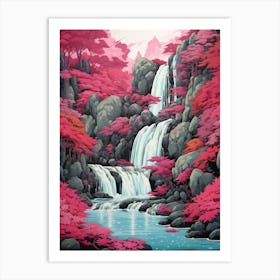 Waterfall In Pink 1 Art Print