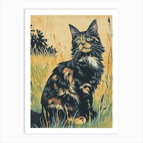 Maine Coon Relief Illustration 3 Art Print