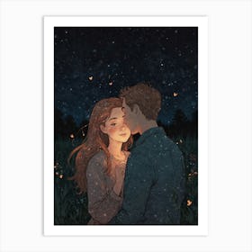 Kissing Under The Stars Art Print