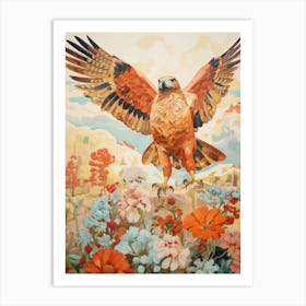 Red Tailed Hawk 2 Detailed Bird Painting Art Print