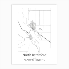 North Battleford,Canada Minimalist Map Art Print