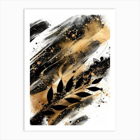 Gold And Black Abstract Painting 68 Art Print