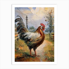 Rooster On The Road Art Print