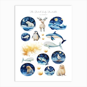 Cute Arctic Animals 2 Art Print