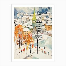 Winter Snow Lucerne   Switzerland Snow Illustration 3 Art Print