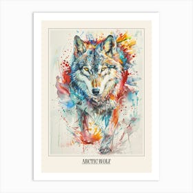 Arctic Wolf Colourful Watercolour 2 Poster Art Print