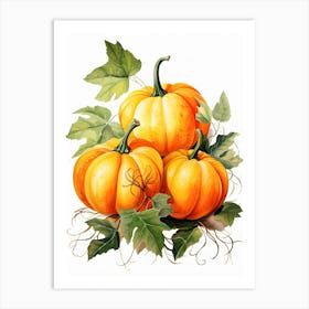 Jack O  Lantern Pumpkin Watercolour Illustration 3 Art Print