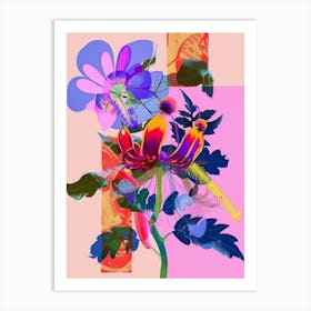 Cineraria 3 Neon Flower Collage Art Print