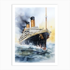 Titanic Ship On The Sea Watercolour 2 Art Print