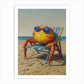 Crab Beach Chair Art Print