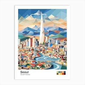 Seoul, South Korea, Geometric Illustration 2 Poster Art Print