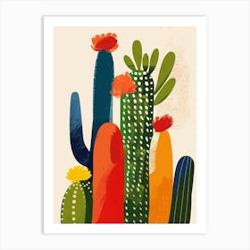 Rat Tail Cactus Minimalist Abstract Illustration 4 Art Print