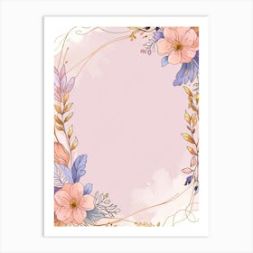 Watercolor Floral Frame 1 Art Print