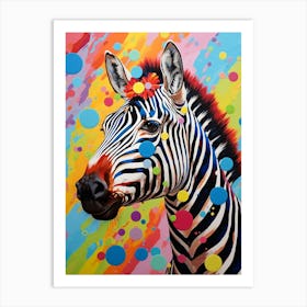 Rainbow Dotty Zebra 3 Art Print