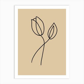 Tulip Flowers Line Art Art Print