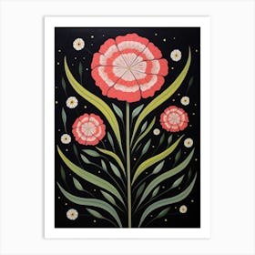 Carnation Dianthus 3 Hilma Af Klint Inspired Flower Illustration Art Print