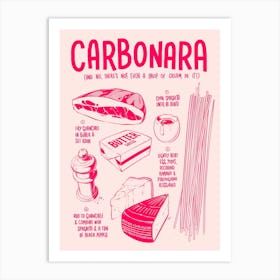 Carbonara Recipe Art Print