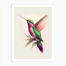 Anna S Hummingbird Retro Drawing 2 Art Print