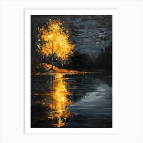 Tree By The Lake Art Print