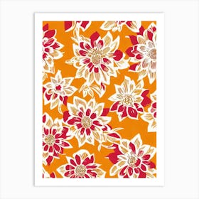 Passion Flower Floral Print Retro Pattern Flower Art Print